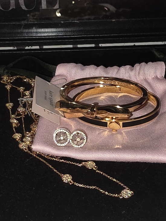 kate spade Jewelry - Kate Spade Gold-Tone Necklace, Earrings And 2 Bangle Bracelet Set
